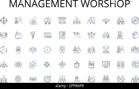 Management worshop line icons collection. Serene, Humid , Tranquil, Breezy, Clammy, Cloudy, Crisp vector and linear illustration. Smoggy,Fresh,Hazy Stock Vector