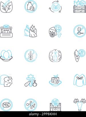 Non-meat-eating linear icons set. Vegetarian, Vegan, Plant-based, Soy ...