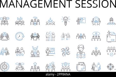 Strategic planning session line icons collection. Visioning, Mission ...