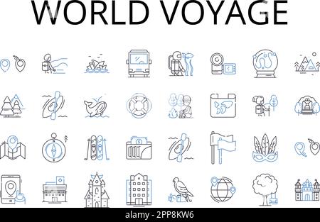 Universal exploration line icons collection. Voyager, Frontier ...