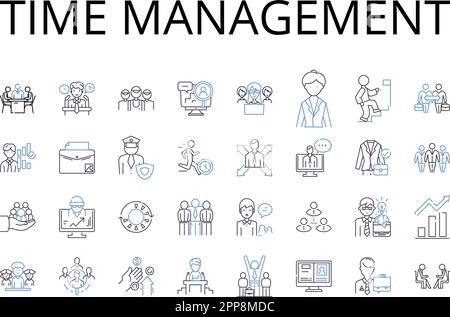 Productivity hack line icons collection. Pomodoro, Multitasking, Lists ...