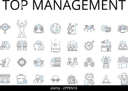 Top management line icons collection. Senior executives, Upper hierarchy, Executive committee, Executive leadership, High command, C-suite, Board Stock Vector