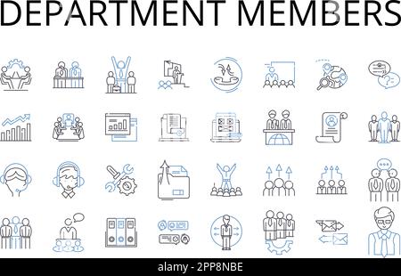 Division personnel line icons collection. Commanders, Officers ...