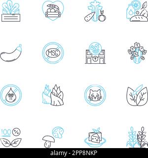 Tofurkey-loving linear icons set. Vegan, Plant-based, Cruelty-free, Meatless, Protein, Healthy, Tasty line vector and concept signs. Creative Stock Vector