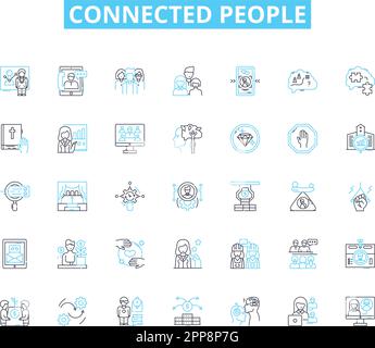Connected people linear icons set. Nerking, Relationships ...