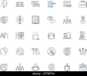 Scrum methodology line icons collection. Sprint, Agile, Backlog, Daily, Retrospective, Planning, Stand-up vector and linear illustration. Velocity Stock Vector