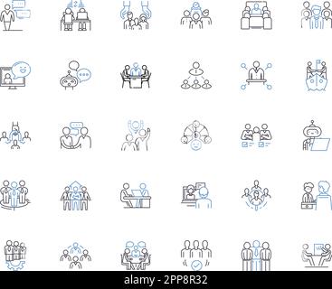 Connection line icons collection. Relationship, Bond, Link, Communication, Tie, Nerk, Association vector and linear illustration. Union,Affiliation Stock Vector