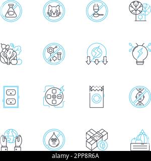 Natural gas linear icons set. Fuel, Energy, Combustion, Pipeline, Fracking, Exploration, Extraction line vector and concept signs. Reserves,Flammable Stock Vector