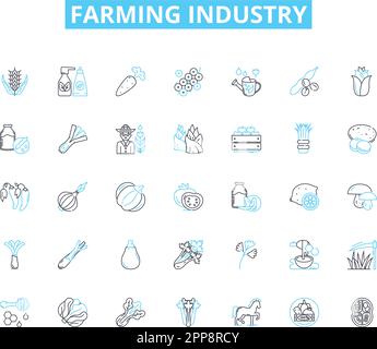 Livestock farmers line icons, signs set, vector. Livestock farmers ...