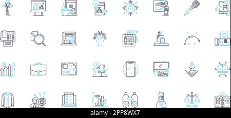 Crucial corporation linear icons set. Technology, Security, Innovation, Performance, Storage, Memory, Reliability line vector and concept signs Stock Vector