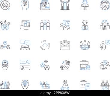 Complementary cooperation line icons collection. Collaboration, Synergy ...