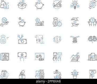Currency line icons collection. Fiat, Exchange, Bitcoin, Coin, Cryptocurrency, Digital, Fiat-based vector and linear illustration. Stablecoin,Altcoin Stock Vector