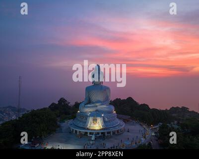 aerial photography Phuket big Buddha in sunny day Phuket Big Buddha is ...