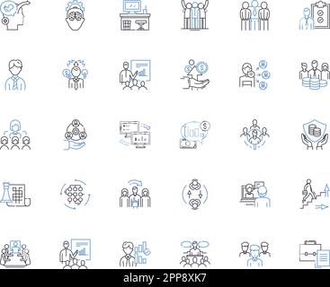 Head line icons collection. Skull, Brain, Scalp, Hair, Temple, Forehead, Eyes vector and linear illustration. Ears,Mouth,Nose outline signs set Stock Vector