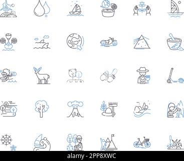 Ecology system line icons collection. Biodiversity, Ecosystem, Biome, Habitat, Sustainability, Conservation, Restoration vector and linear Stock Vector