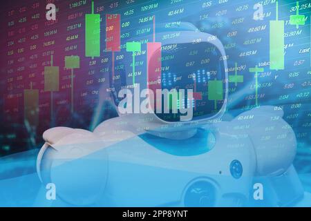 robot ai with graph business stock market graph trading analysis investment financial stock exchange graph chart trader stock market analyzing digital Stock Photo