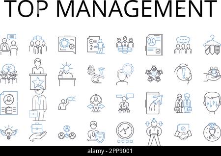 Top management line icons collection. Senior executives, Upper hierarchy, Executive committee, Executive leadership, High command, C-suite, Board Stock Vector