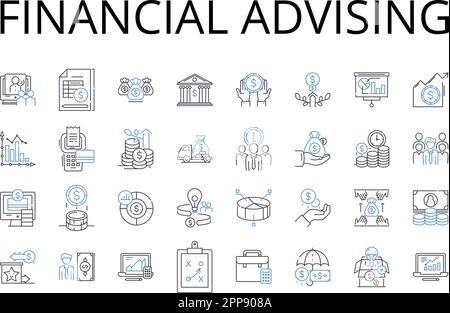 Fund advising line icons collection. Investments, Wealth, Portfolio ...