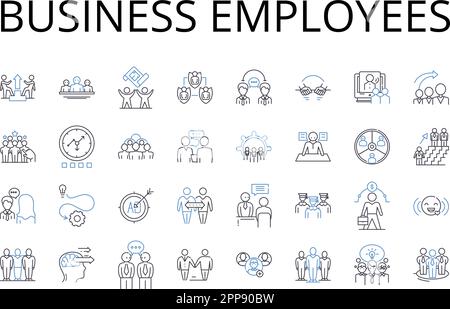 Business employees line icons collection. Workplace colleagues, Company staff, Organizational workers, Professional team, Commercial workforce Stock Vector