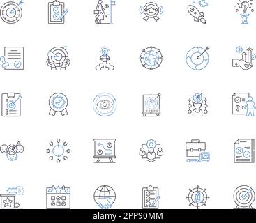 Corporate objectives line icons collection. Growth, Profitability, Innovation, Sustainability, Efficiency, Productivity, Customer-centricity vector Stock Vector