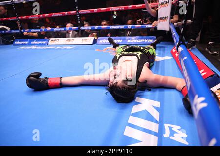 LONDON, UK - APRIL 22: Avery Pongracz battles Whitney Johns in their 140 lbs fight during the Kingpyn High Stakes Tournament event at OVO Arena Wembley on April 22, 2023 in London, UK, UK. (Photo by Vianney Lecaer/PxImages) Stock Photo