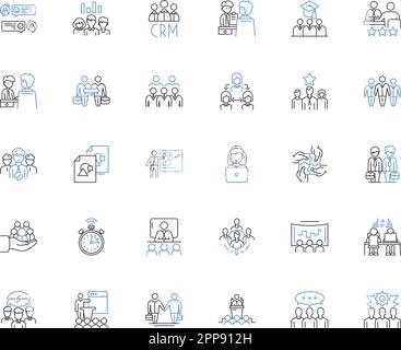 Organization assembly line icons collection. Leadership, Collaboration ...