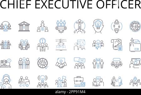 Chief Executive Officer line icons collection. President Elect, Senior Manager, Managing Director, General Counsel, Financial Officer, Marketing Stock Vector
