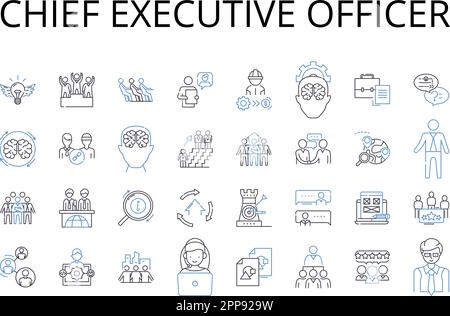 Chief Executive Officer line icons collection. President Elect, Senior Manager, Managing Director, General Counsel, Financial Officer, Marketing Stock Vector