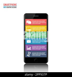 Vector mobile phone for infographic. Template for diagram, graph, presentation and chart. Business concept with 6 options, parts, steps or processes. Stock Vector