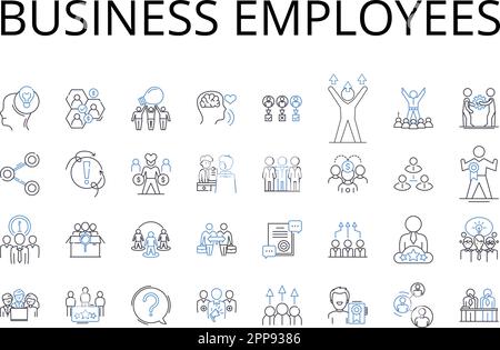 Business employees line icons collection. Workplace colleagues, Company staff, Organizational workers, Professional team, Commercial workforce Stock Vector