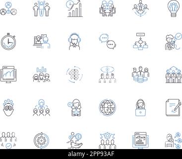 Organizational direction line icons collection. Goals, Vision, Strategy, Mission, Leadership, Objectives, Purpose vector and linear illustration Stock Vector
