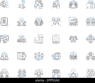 Business expo line icons collection. Nerking, Exhibitors, Conference ...