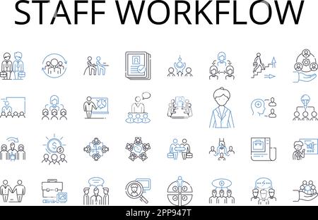 Staff workflow line icons collection. Employee productivity, Resource ...