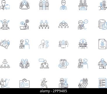 White-collar employees line icons collection. Professional, Corporate, Executive, Manager, Office, Desk, Business vector and linear illustration. Suit Stock Vector