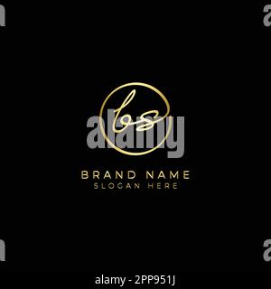 B, S, BS Initial letter handwritten and signature vector logo. Business template in round shape line art Stock Vector