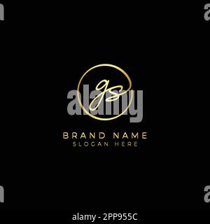 G, S, GS Initial letter handwritten and signature vector logo. Business template in round shape line art Stock Vector