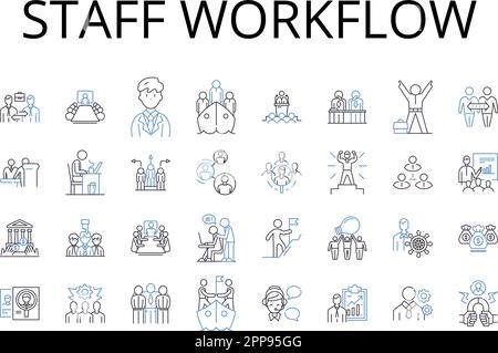 Staff workflow line icons collection. Employee productivity, Resource ...