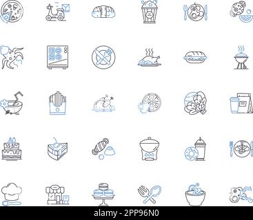 Harvesting line icons collection. Reaping, Collecting, Gleaning, Mowing, Gathering, Threshing, Combining vector and linear illustration. Harvest,Crop Stock Vector