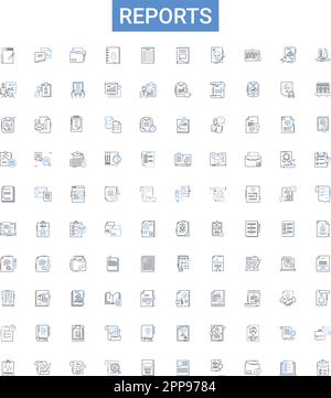 Reports outline icons collection. Reports, Document, Publication ...