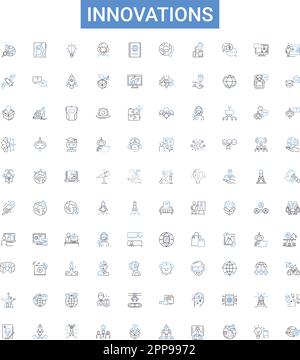 Innovations outline icons collection. Invent, Advance, Improve, Create ...