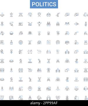 Political agenda line icons collection. Partisanship, Ideology ...