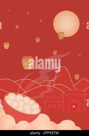 Posters for the Lantern Festival, a traditional Chinese festival Stock Vector