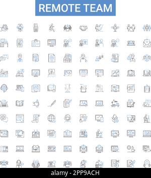 Remote team outline icons collection. Remote, Team, Digital, Workforce ...