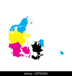Vector blank map of Denmark with regions and administrative divisions ...