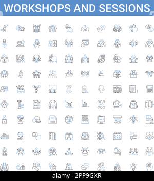 workshops and sessions outline icons collection. workshops, sessions ...