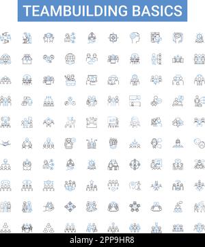 Teambuilding basics outline icons collection. Teamwork, communication ...