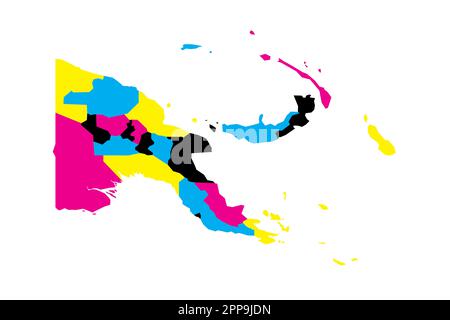 Papua New Guinea political map of administrative divisions - provinces, autonomous region and National Capital District. Blank vector map in CMYK colors. Stock Vector