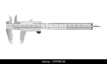 The Vernier caliper and scale. Measuring tool and equipment. Editable Vector Illustration isolated on white background. Stock Vector