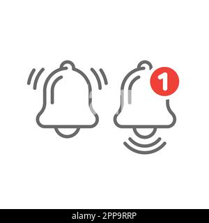 Bell ringing and notification line icon. Message alert bell fill symbol. Stock Vector