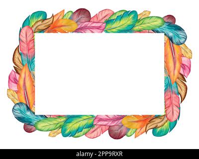 Watercolor vector feathers collection. Decorative elements with feathers. Stock Vector